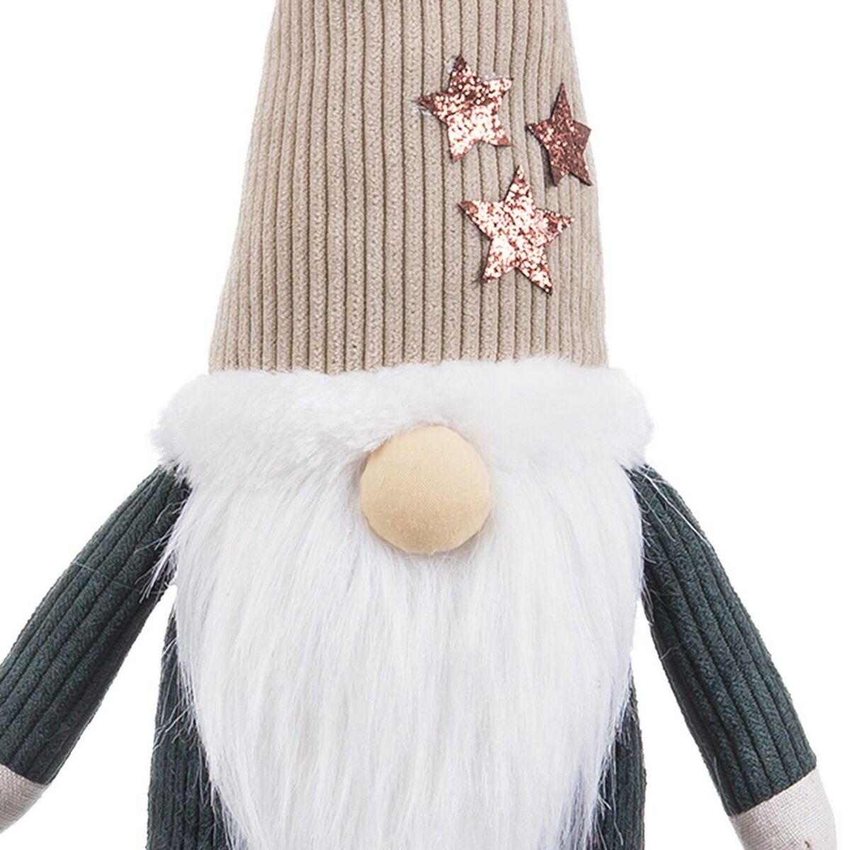 Julgranskula Grön Beige Sand Tyg Tomte 30 cm